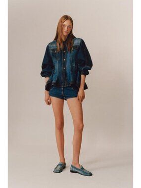 ZARA LIMITED EDITION PATCHWORK PEPLUM DENIM JACKET